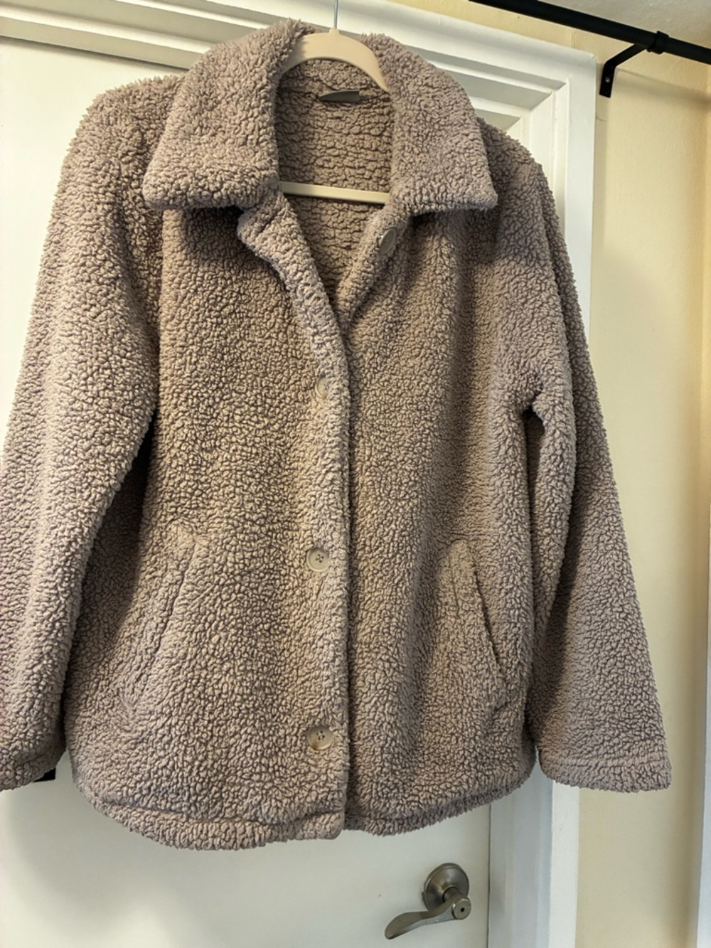 32 Degrees Taupe Sherpa Button-Up Jacket